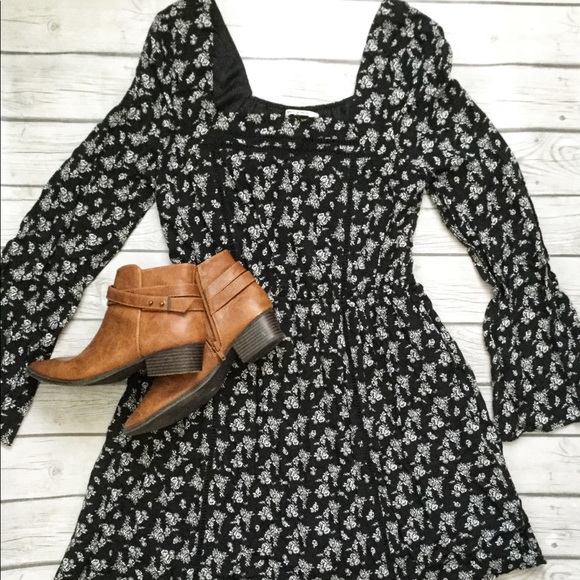 black floral ditsy dress